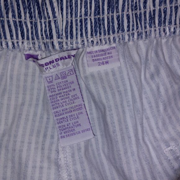 Allison Daley Capri Pants Size 24W Nautical Blue Stripe Criss Cross Pull On - Picture 5 of 8